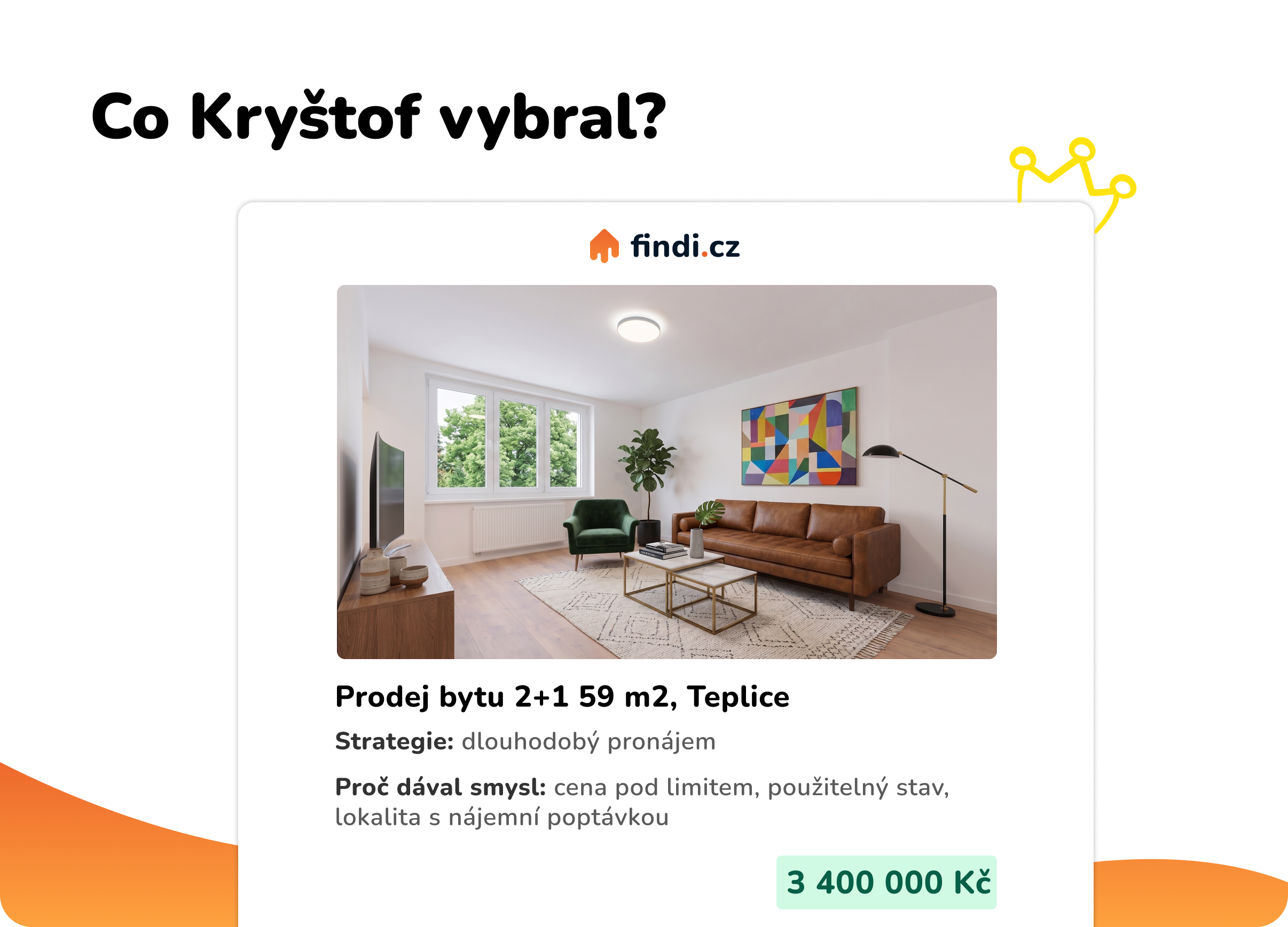 Kryštofův výběr — byt 2+1, 59 m², Teplice, 3 400 000 Kč